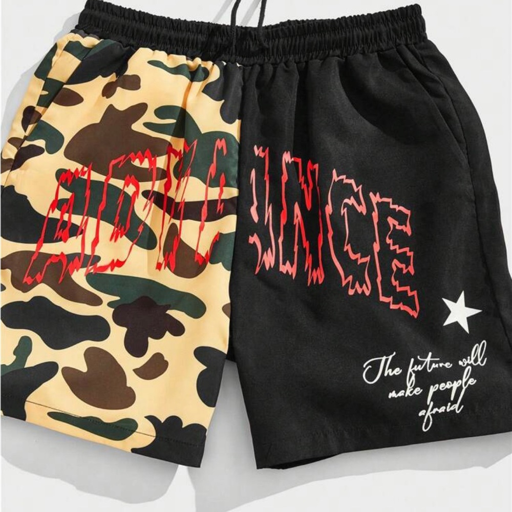 ROMWE Guys letter Graphic camo